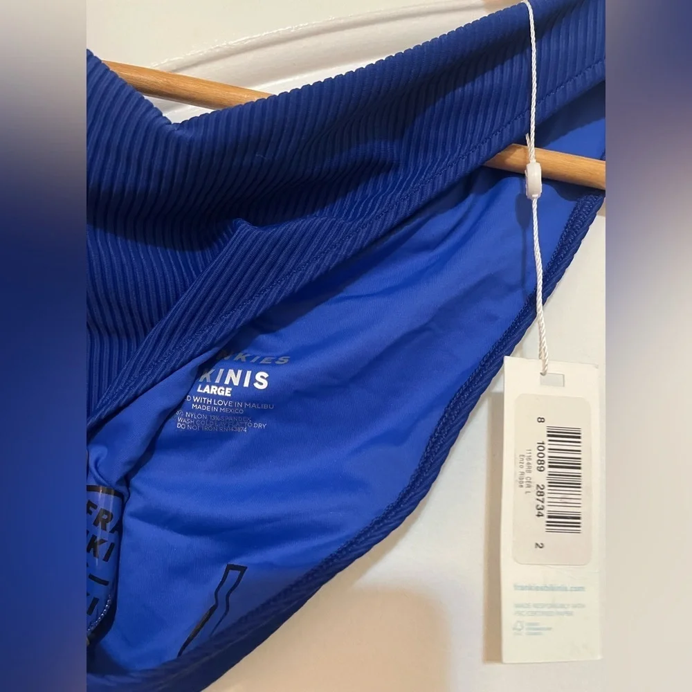 Frankie’s Bikinis Enzo Ribbed Cheeky Bikini Bottom in cerulean